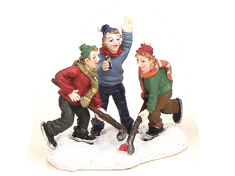 Weihnachtliche Miniatur-Figur Winterwelt-Szene aus Poly Höhe 6 cm – Eishockey Sp