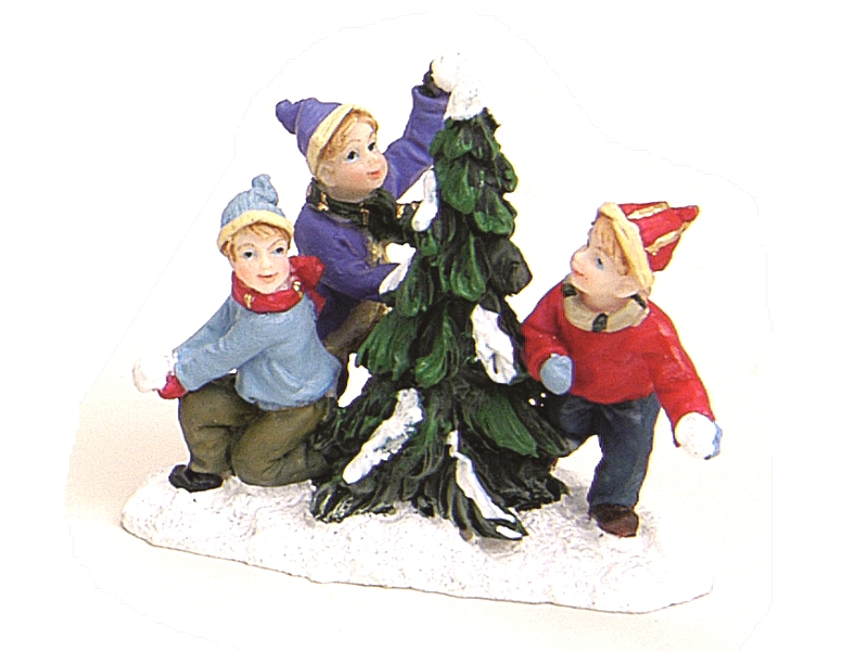 Weihnachtliche Miniatur-Figur Winterwelt-Szene aus Poly Höhe 6 cm – Schneeballsc