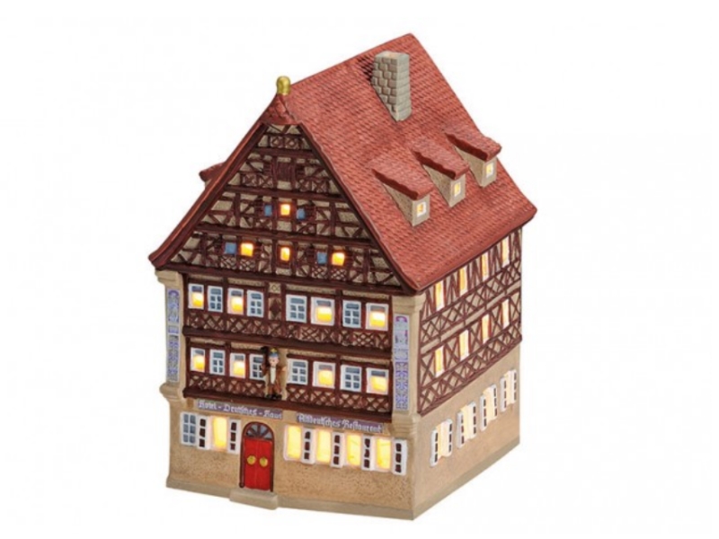 Deutsches Haus Dinkelsbühl aus Porzellan – Windlicht Lichthaus Miniatur-Modell –