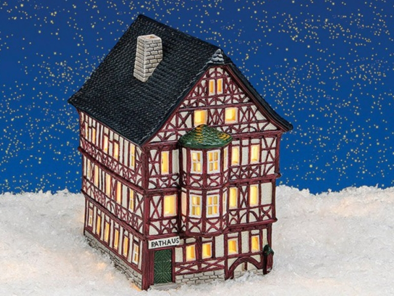Rathaus in Miltenberg/Main aus Porzellan – Windlicht Lichthaus Miniatur-Modell –