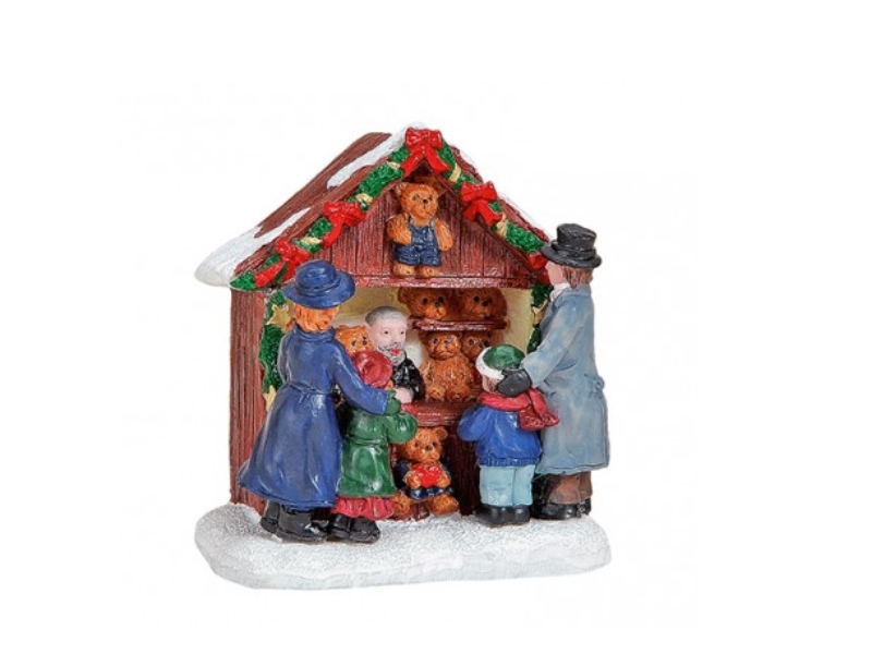 Weihnachtliche Miniatur-Figuren Winterwelt-Szene aus Poly – Marktstand Bären-Sta