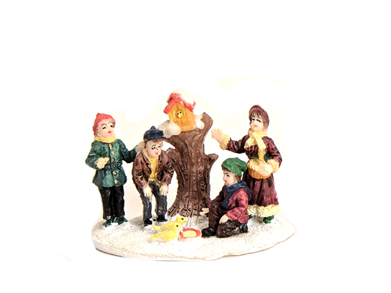 Weihnachtliche Miniatur-Figuren Winterwelt-Szene aus Poly B8 x H6 cm – Kinder fü