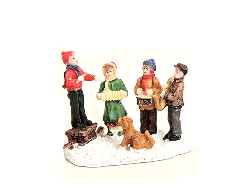Weihnachtliche Miniatur-Figuren Winterwelt-Szene aus Poly B8 x H6 cm – Musiker