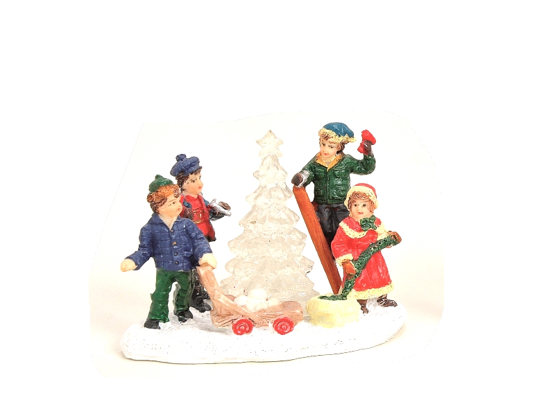 Weihnachtliche Miniatur-Figuren Winterwelt-Szene aus Poly Höhe B8 x T4 x H6 cm –