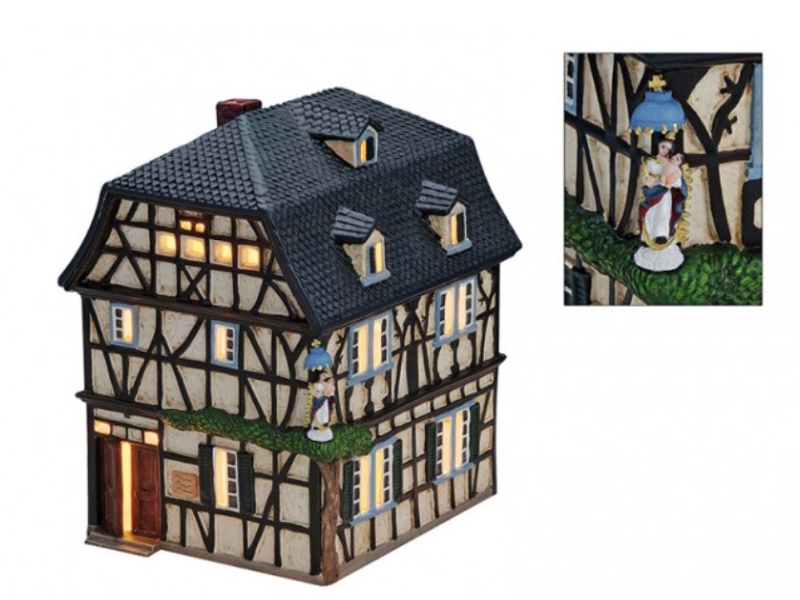 Schutzengelhaus in Unkel am Rhein aus Porzellan – Windlicht Lichthaus Miniatur-M