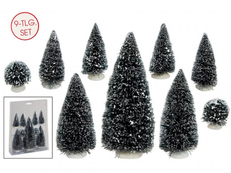 Winterwelt Zubehör für Lichthaus Themenwelt - Baum-Set 9-teilig aus Kunststoff v