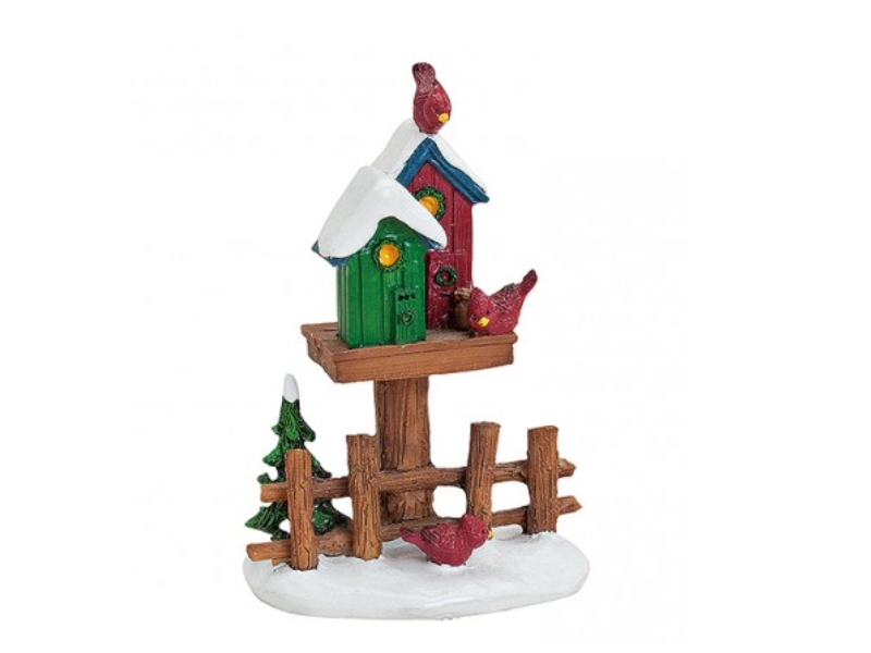Weihnachtliche Miniatur-Figuren Winterwelt-Szene aus Poly – Vogelhäuschen B6 x H