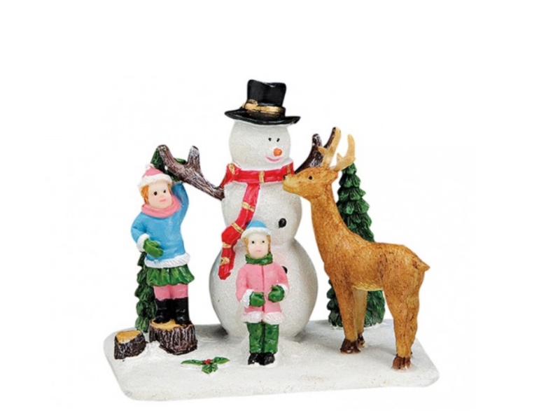 Weihnachtliche Miniatur-Figuren Winterwelt-Szene aus Poly B7 x T5 x H6 cm - Schn