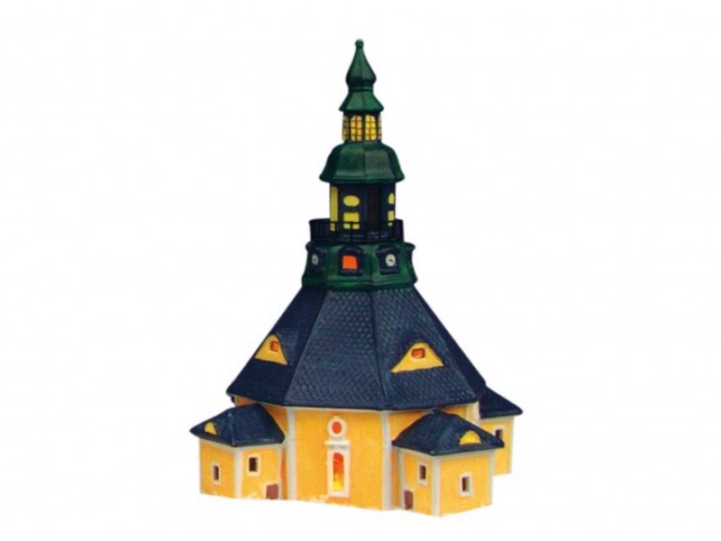 Kirche in Seiffen Erzgebirge aus Porzellan – Windlicht Lichthaus Miniatur-Modell