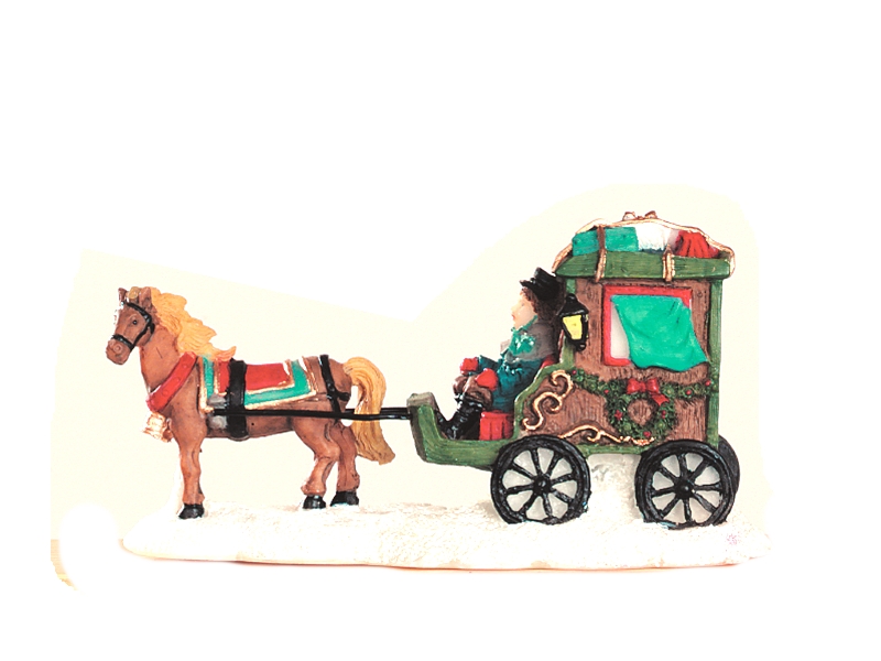 Weihnachtliche Miniatur-Figuren Winterwelt-Szene aus Poly – Reisekutsche B9 x T3