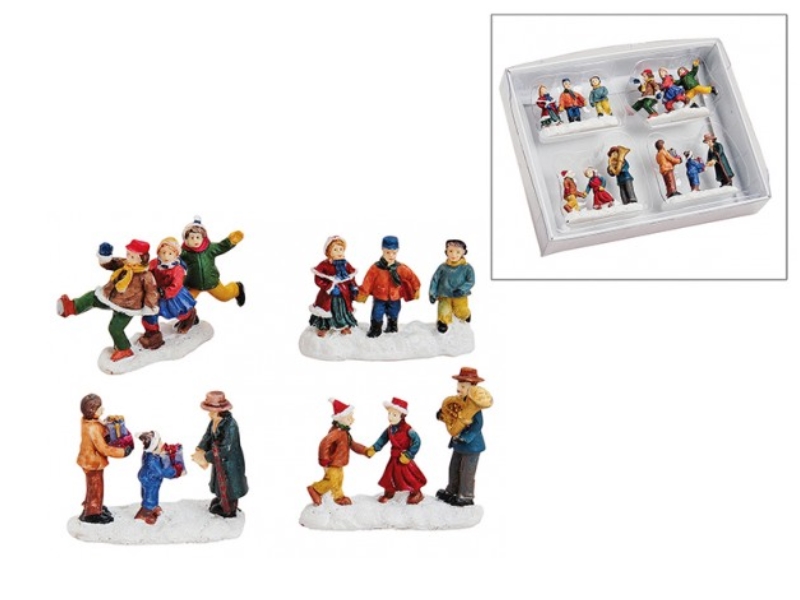 Weihnachtliche Miniatur-Figuren-Sortiment aus Poly für ihre Winterwelt, 4-teilig