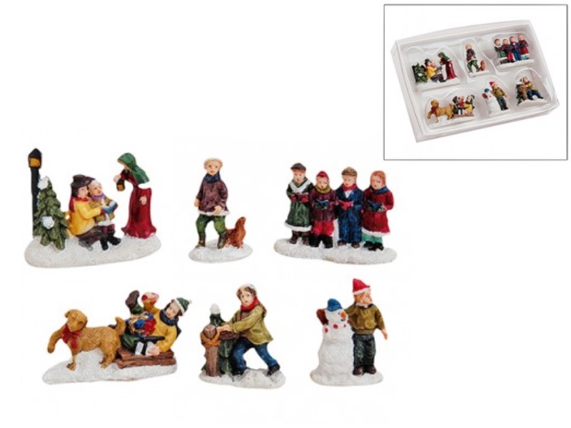Weihnachtliche Miniatur-Figuren-Sortiment aus Poly für ihre Winterwelt, 5-teilig