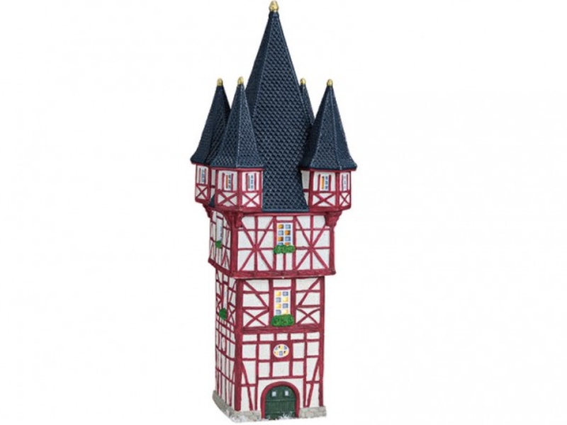 Bromser-Turm in Rüdesheim/Rhein aus Porzellan – Windlicht Lichthaus Miniatur-Mod
