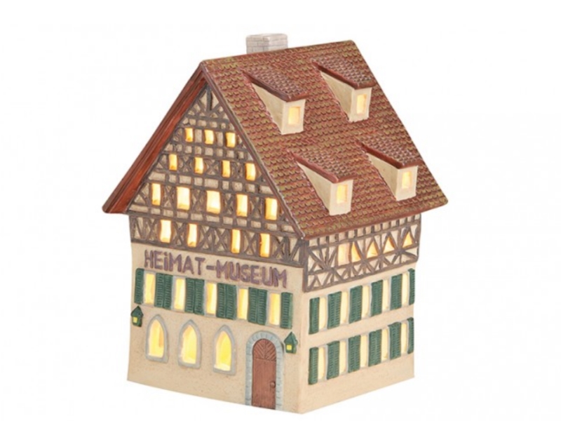 Heimat Museum aus Porzellan – Windlicht Lichthaus Miniatur-Modell – B11 x T 12 x