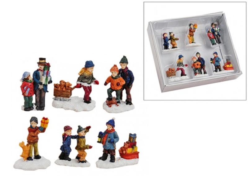 Weihnachtliche Miniatur-Figuren-Sortiment aus Poly, 6-teilig