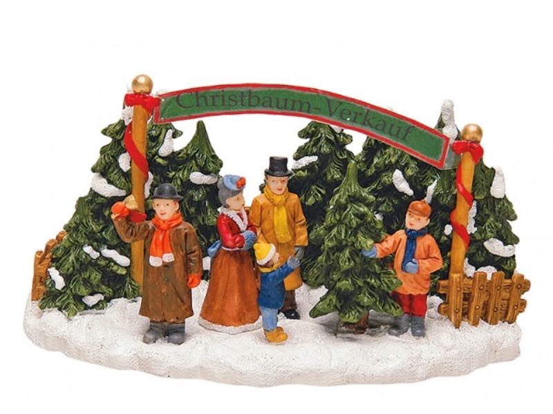 Weihnachtliche Miniatur-Figuren Winterwelt-Szene aus Poly B17 x T10 x H10 cm – C