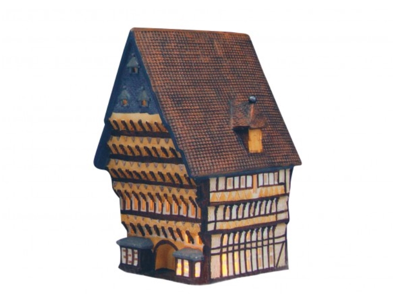 Knochenhauer Amtshaus in Hildesheim aus Porzellan – Windlicht Lichthaus Miniatur