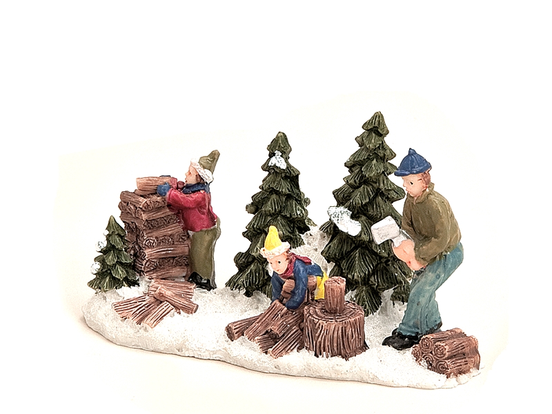 Weihnachtliche Miniatur-Figuren Winterwelt-Szene aus Poly B10 x T6 cm – Holz hac