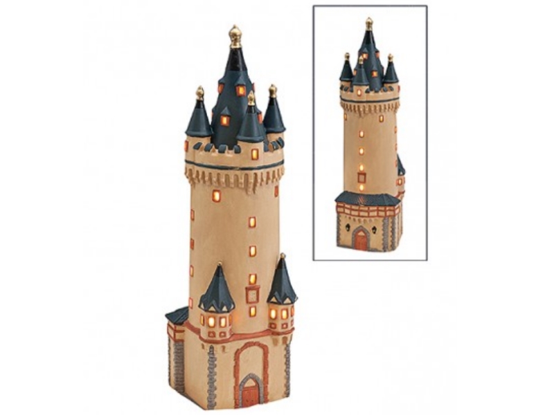 Eschenheimer Turm in Frankfurt aus Porzellan – Windlicht Lichthaus Miniatur-Mode