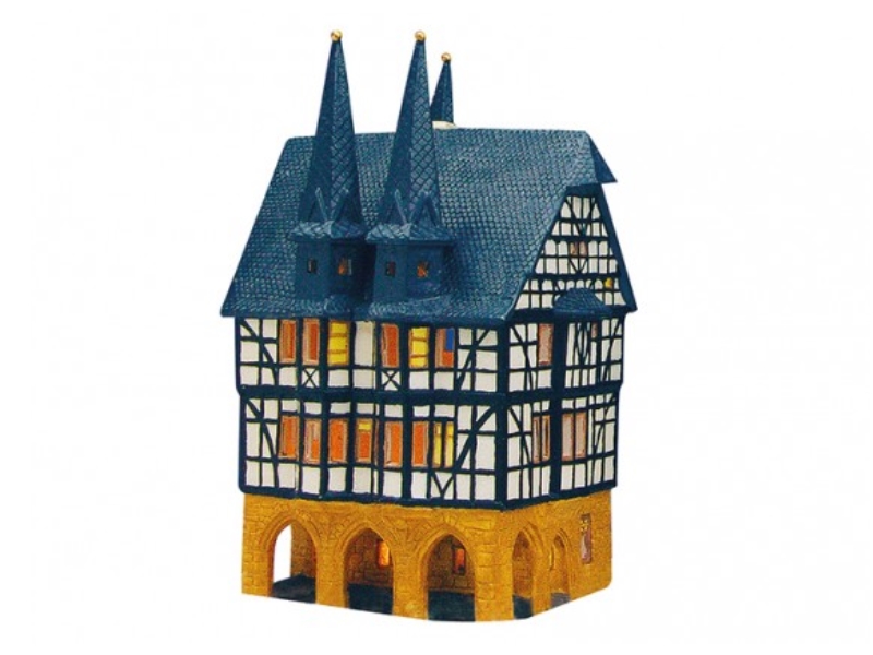 Rathaus in Alsfeld aus Porzellan – Windlicht Lichthaus Miniatur-Modell – B11 x T