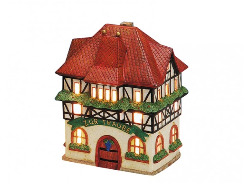 Gasthaus zur Traube aus Porzellan – Windlicht Lichthaus Miniatur-Modell – B15 x