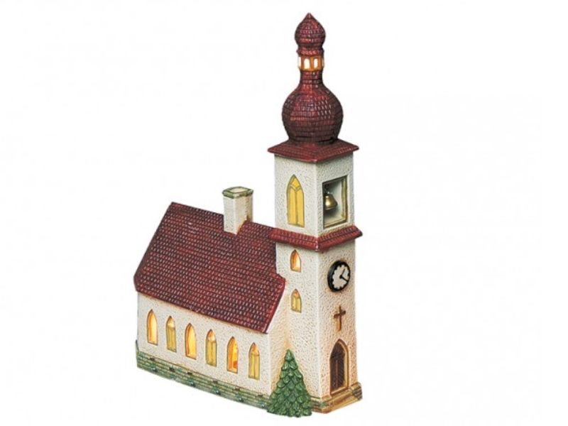 Pfarrkirche St. Sebastian in Ramsau aus Porzellan – Windlicht Lichthaus Miniatur