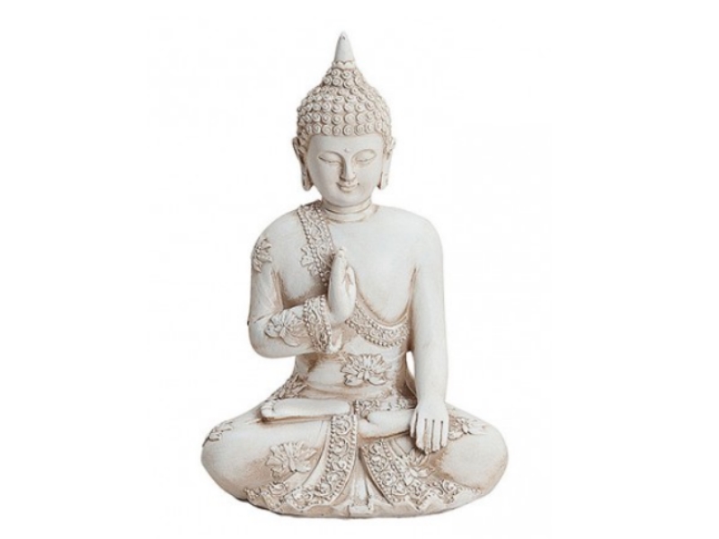 Buddha Deko-Figur in weiß aus Poly B11 x T8 x H17 cm