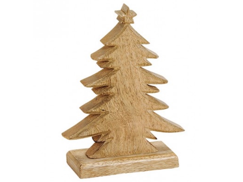 Weihnachtsbaum Tannenbaum aus Mango mit Stern aus Holz – Braun B12xH20xT6cm