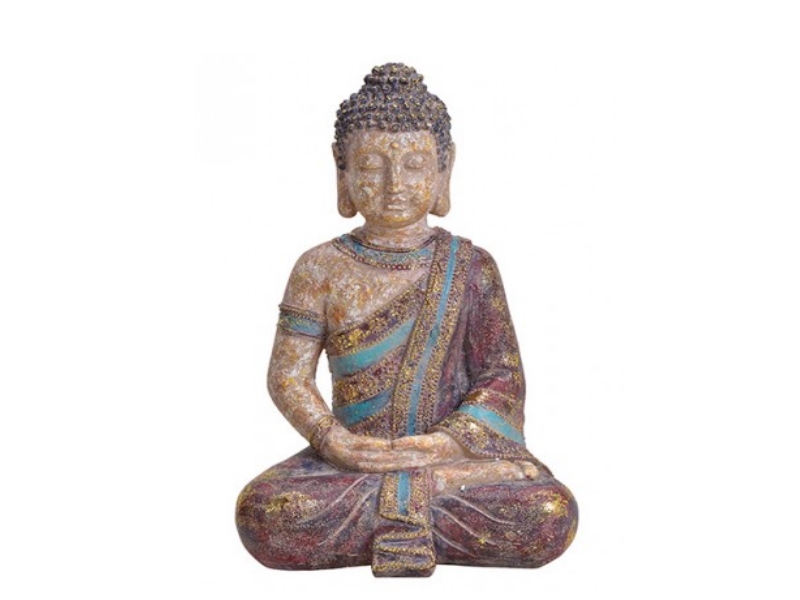 Buddha Deko-Figur aus Poly – bunt/gold mit Glitter B25xH38xT19cm