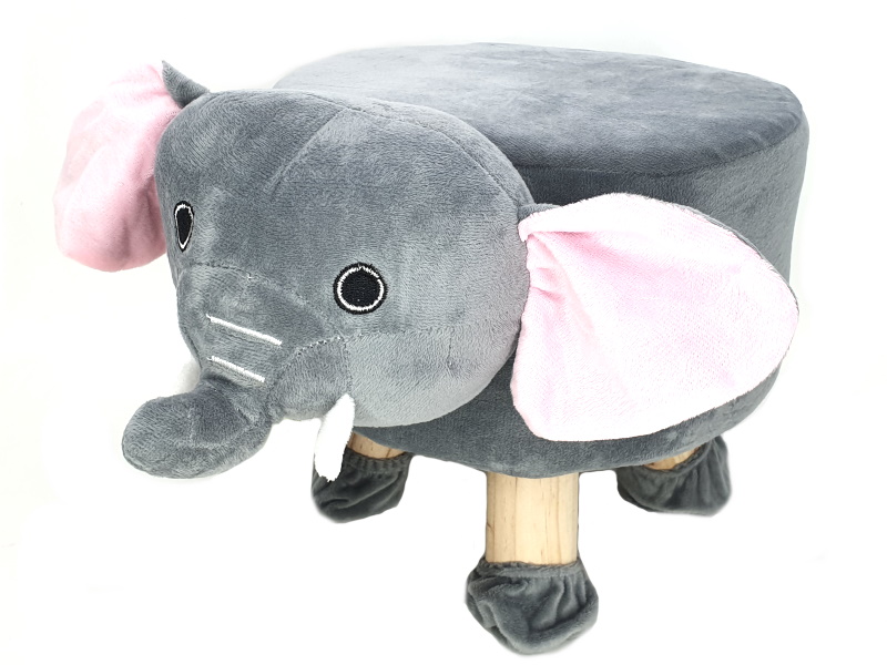 Hocker für Kinder Sitzhocker mit 4 Holzfüssen - Elefant