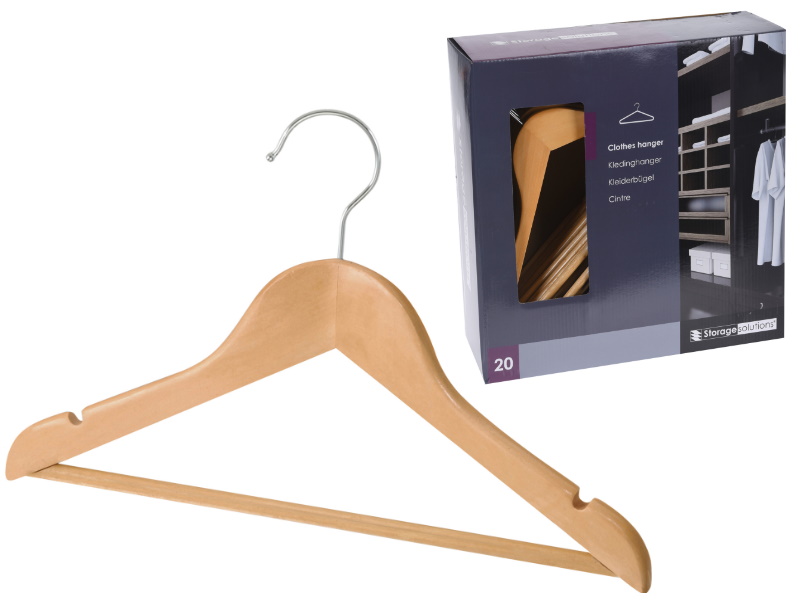 20er-Set Kleiderbügel Hosenbügel aus Holz mit Kerbe für Röcke und Blusen ideal für Jacken Anzüge Hosen