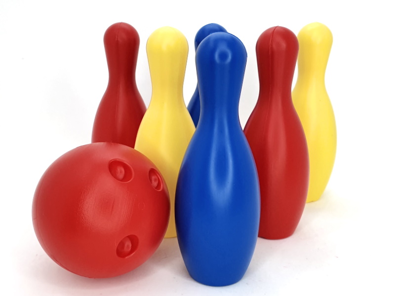 7 teiliges Bowling Spiel für innen oder außen mit 6 Kegel und 1 Kugel