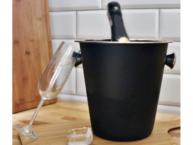 Edelstahl Sektkühler Weinkühler Champagnerkühler Eiswürfelbehälter 4 Liter Schwa