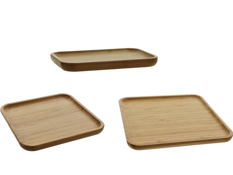 3er-Set Teller Tablett aus Bambus