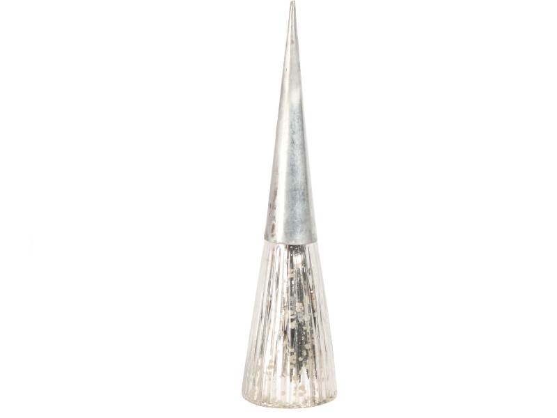 Deko-Figur „Konus“ aus Glas mit Metall Antik Silber - Ø 5cm x Höhe 25cm