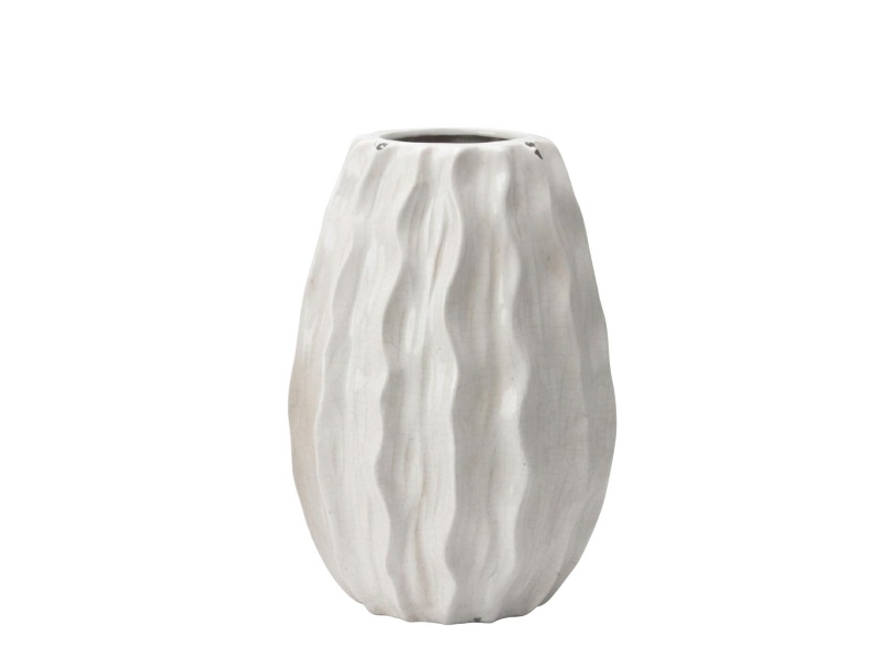 Vase mit Wellen Muster creme – Ø 17cm x Höhe 25cm