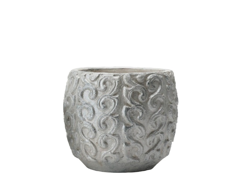Deko-Topf Kübel „Atira“ aus Keramik weiss-silber – Ø 14,5cm x Höhe 13,5cm