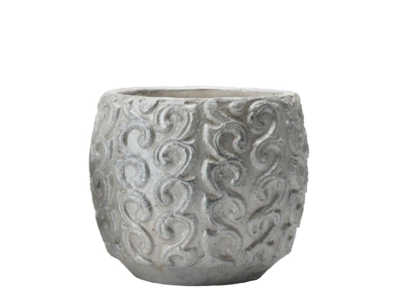 Deko-Topf Kübel „Atira“ aus Keramik weiss-silber – Ø 20cm x Höhe 18cm