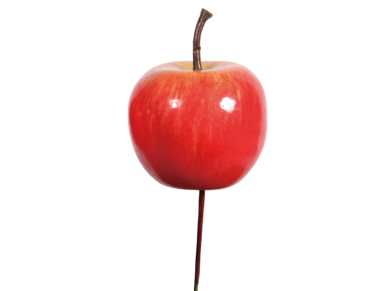 Dekostecker – 12 Äpfel am Draht hell rot – Ø 4,5cm x Höhe 6cm