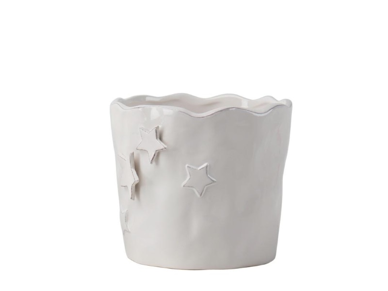 Deko-Topf Kübel aus Keramik mit Sternen weiss – verschied. Größen