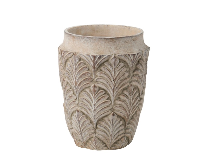 Vase „Amito“ aus Zement creme braun – Ø 14cm x Höhe 18cm