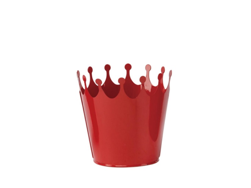 Deko-Topf Übertopf „Krone“ aus Zink-Blech rot – Ø 13cm x Höhe 13cm