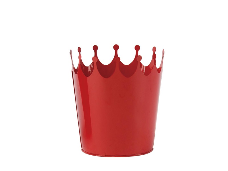 Deko-Topf Übertopf „Krone“ aus Zink-Blech rot – Ø 15cm x Höhe 17cm