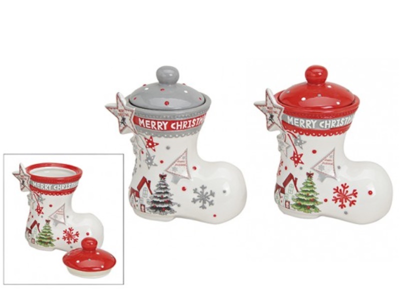 Vorratsdosen Set „Merry Christmas“ Stiefel Keramik 2fach sortiert B17xT10xH18cm