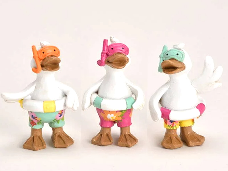 3er-Set Lustige Bade-Enten Figuren aus Poly (Bunt) B6cm x H8cm x T4cm