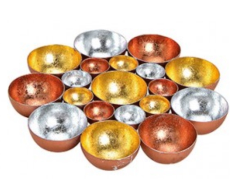 Teelichthalter - Schalen aus Metall für 10 Teelichte ( gold bronze ) Ø 20cm x Hö