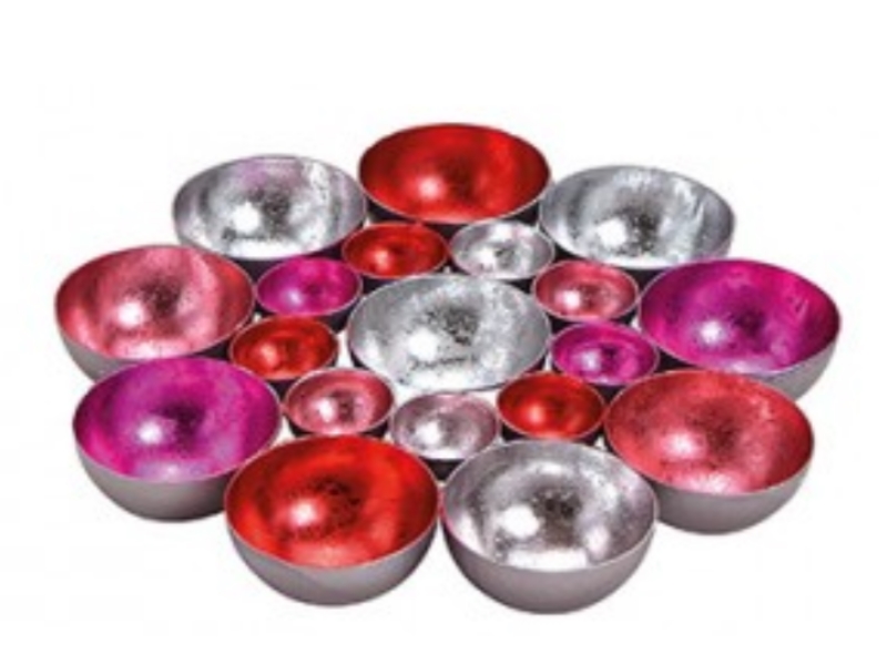 Teelichthalter - Schalen aus Metall für 10 Teelichte ( pink rosa ) Ø 20cm x Höhe