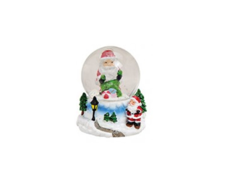 Schneekugel Weihnachtsmann mit Sack auf Motiv Sockel (bunt) Ø 5 x H 6cm