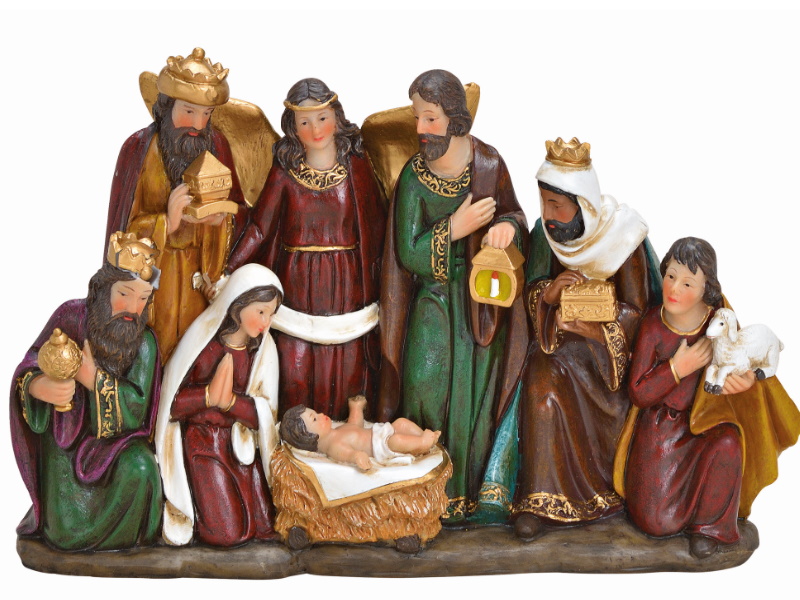 Figur Krippenszene "Jesus Geburt" aus Poly (bunt) B34 x H21 x T8cm
