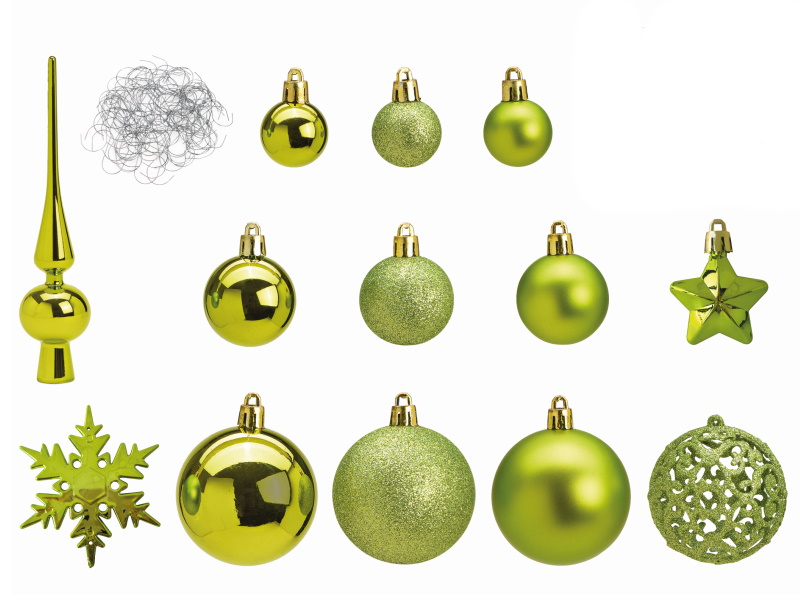 101-teilig Weihnachtsbaumschmuck aus Kunststoff sortiert (hellgrün)